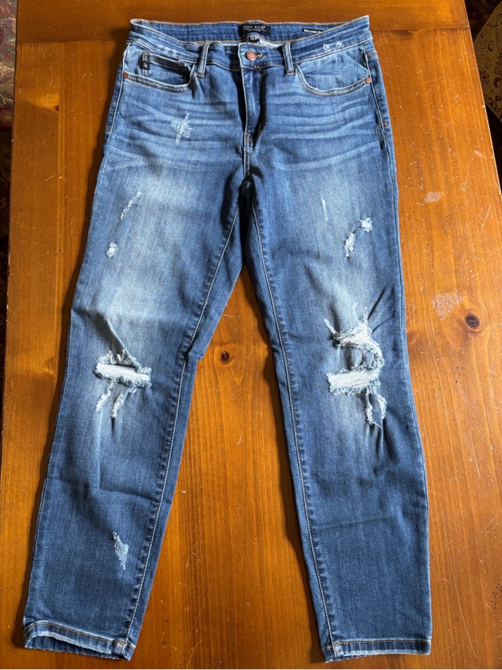 Judy Blue Distressed Medium Blue Skinny Jeans